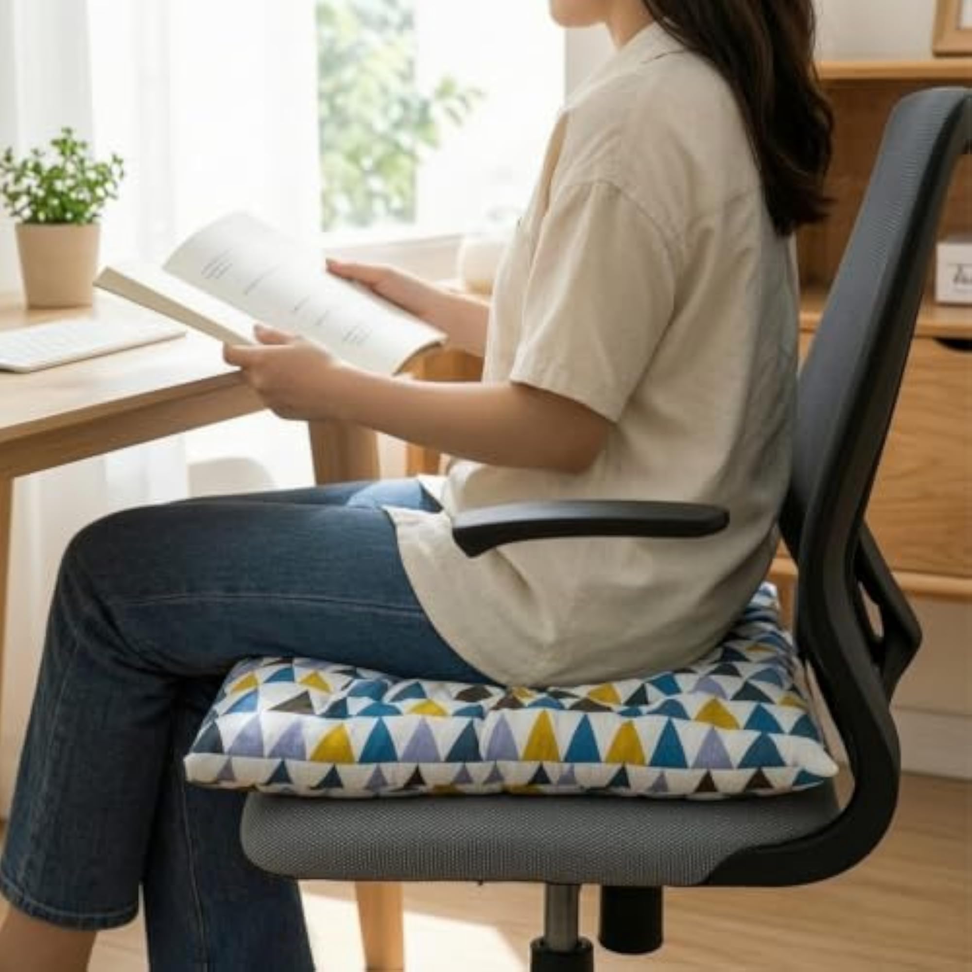 Comfortable Quilted Tufted Chair Cushion with Ties, Padded